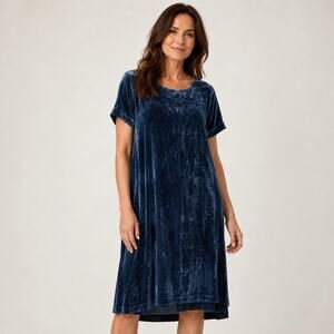 Sundance Velvet Olivia Shift Dress Small Short Sleeve Jewel Blue Round neck